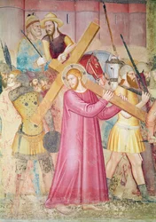 Der Weg nach Golgatha, Detail von Christus, der das Kreuz trägt, ca. 1365 (Detail)
